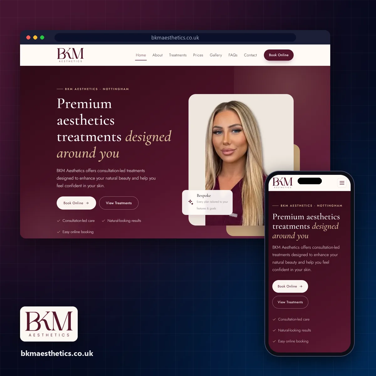 BKM Aesthetics website designed by Flare Agency
