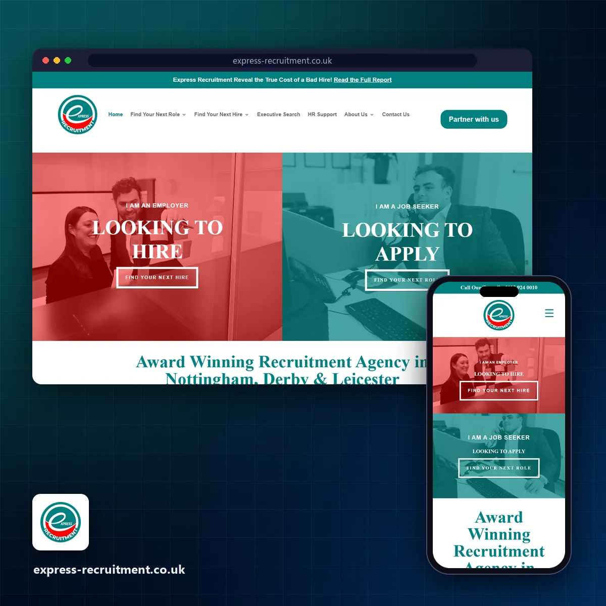 Express Recruitment website designed by Flare Agency